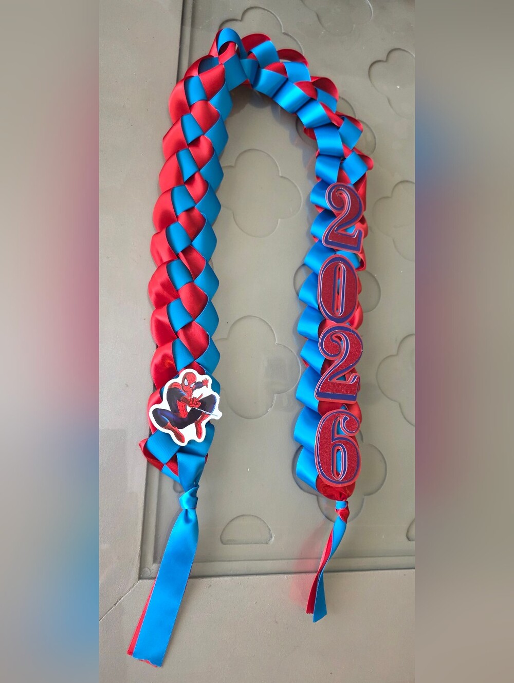 Blue & Red Party Lei with Spider Hero Accent - Unbranded